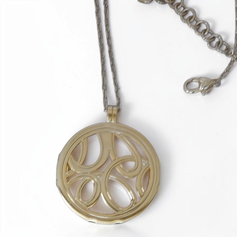 Brighton Christo Gold Tone Pendant Necklace Interchangeable Leather Disc 20-22" image 3