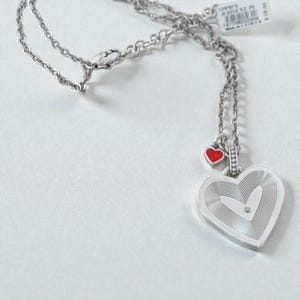 Brighton Cupid Heart Spinner Pendant Necklace Enamel Valentine Silver NWT image 4
