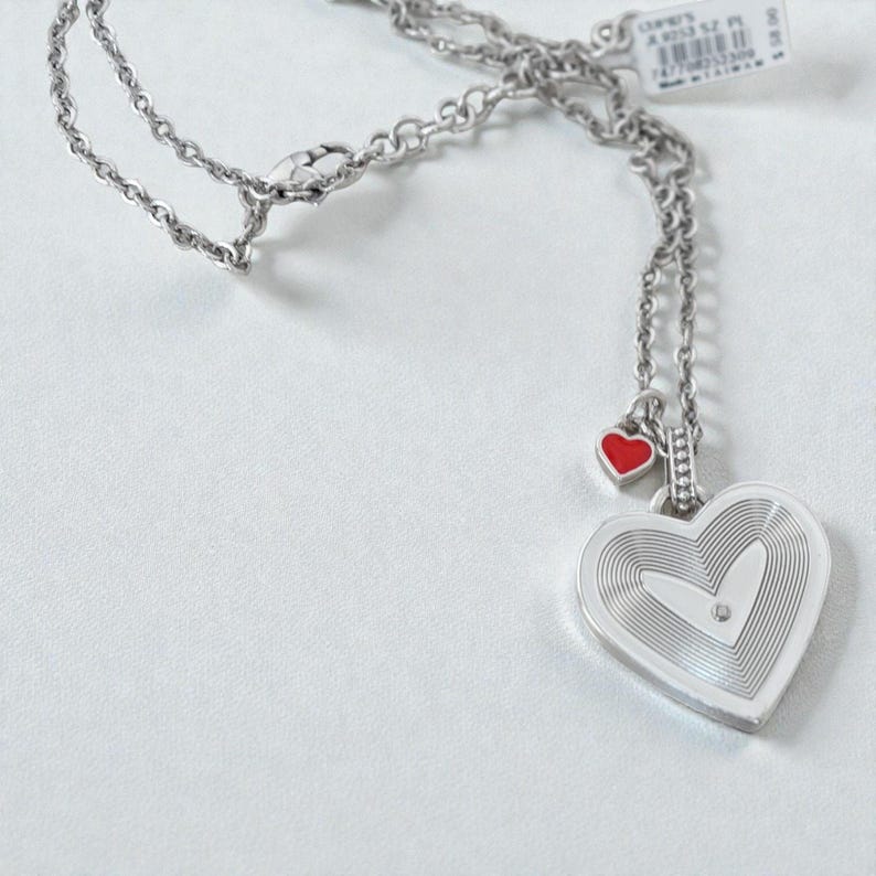 Brighton Cupid Heart Spinner Pendant Necklace Enamel Valentine Silver NWT image 4