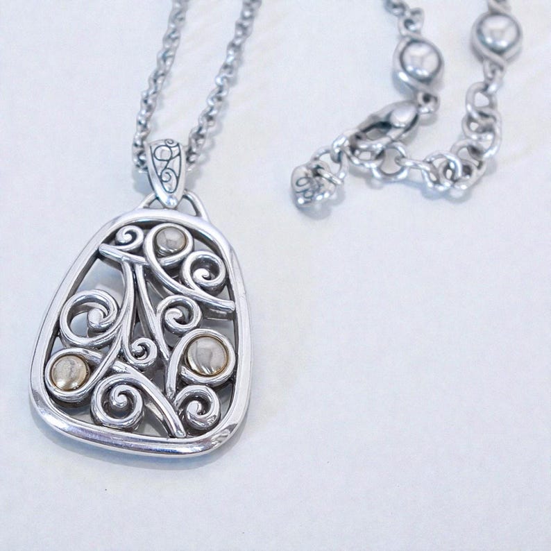 Brighton Adara Oval Reversible Pendant Necklace Mixed Metal Two Tone Retired image 2