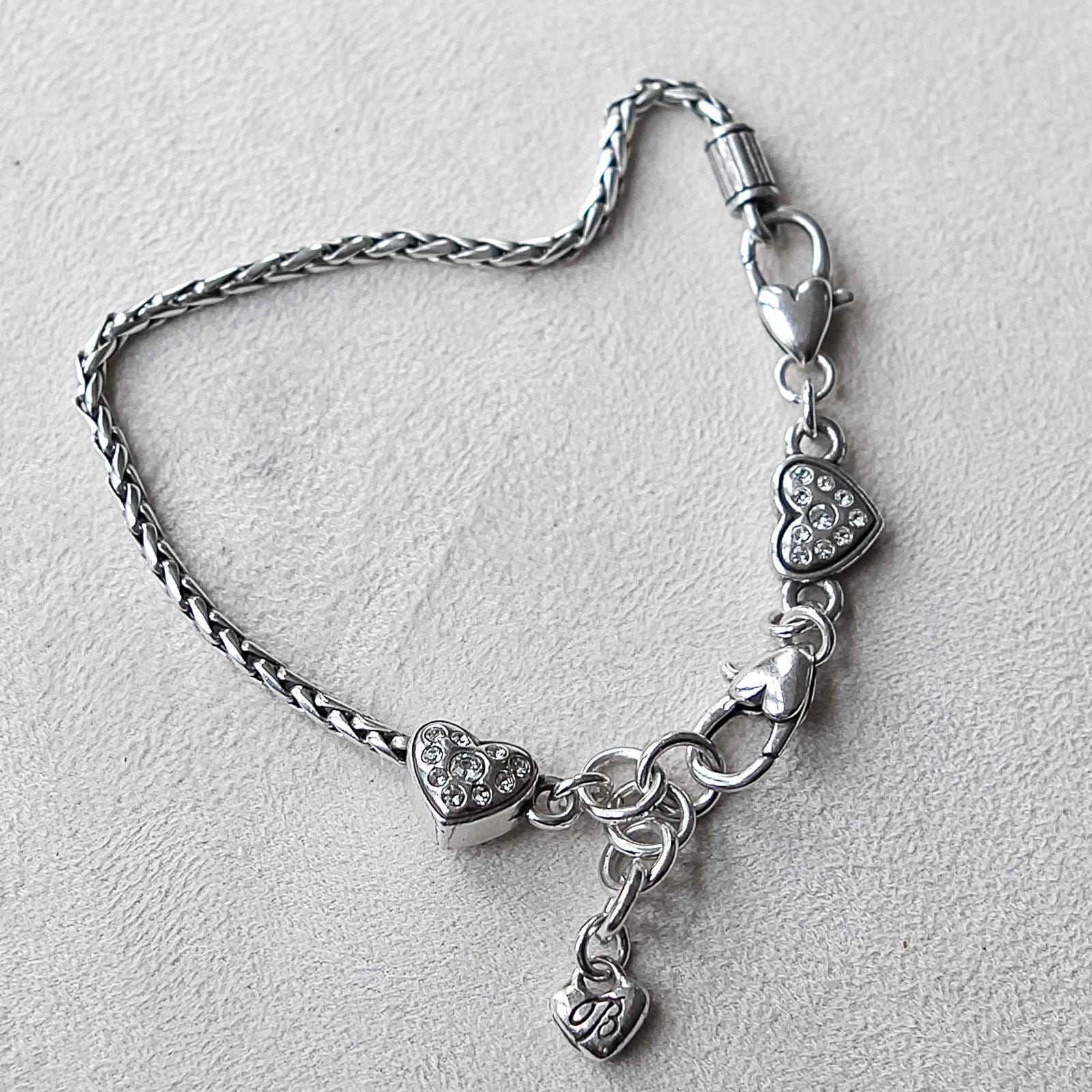 Brighton Roseville Silver Tone Twisted Rope Crystal‎ Heart Bracelet Watch Brighton Pretty Tough Heart Watch Band main image 3