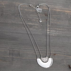 Brighton Andaluz Arch Layered Pendant Necklace: Hammered Silver, Rhinestone Accents (18-20") image 1