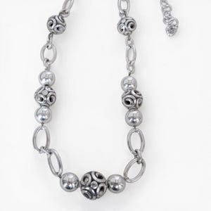 Brighton Contempo Sphere Station Necklace Silver Plated 18-21" Adjustable Scroll image 5
