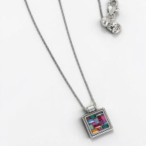 Brighton St Michel Multicolor Square Pendant Necklace Geometric Stones Retired image 1