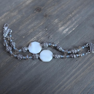 Brighton UTOPIA Mother Of Pearl Shell  Beaded Bracelet Two Strand Retired 8"
