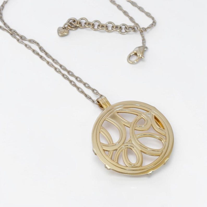 Brighton Christo Gold Tone Pendant Necklace Interchangeable Leather Disc 20-22" image 4