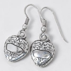Vintage Brighton Heart Dangle Earrings French Hook Silver Plated Retired image 2