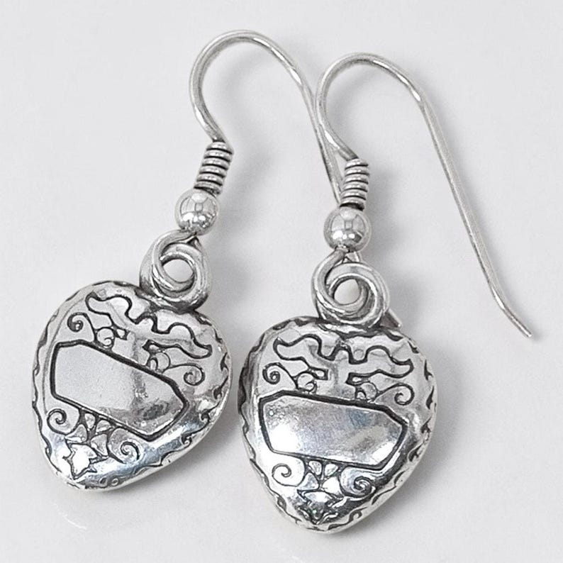Vintage Brighton Heart Dangle Earrings French Hook Silver Plated Retired image 2