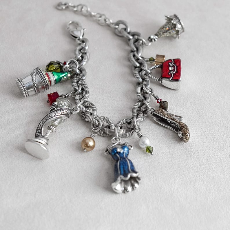 Brighton Celebration Nyårsfest Charm Armband Emalj Silverpläterad Pensionerad bild 6