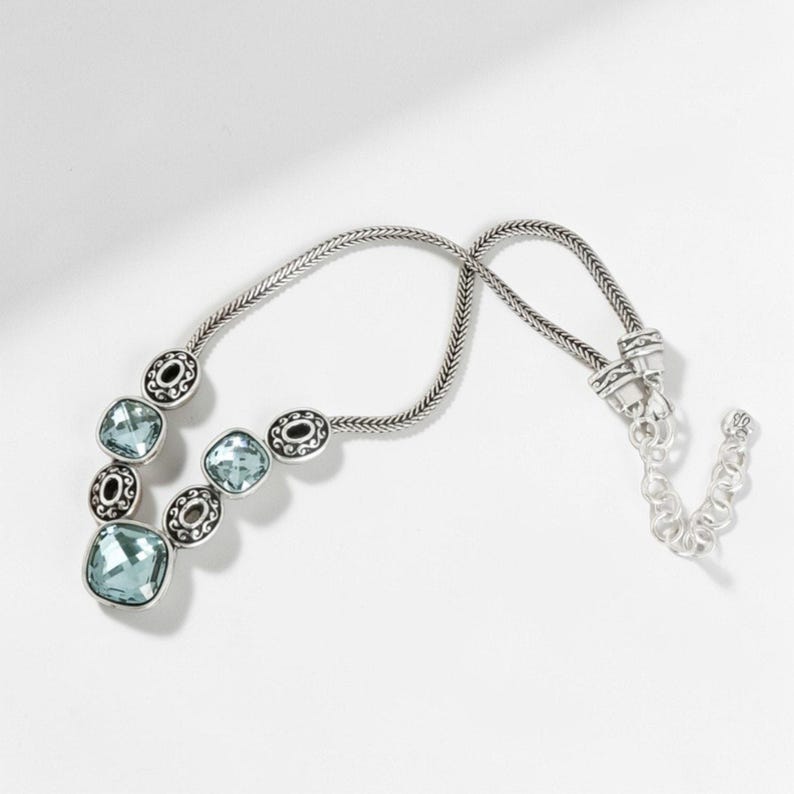 Collier Brighton Venus Rising Retired avec cristaux facettés bleus aqua, 16-18 pouces image 3
