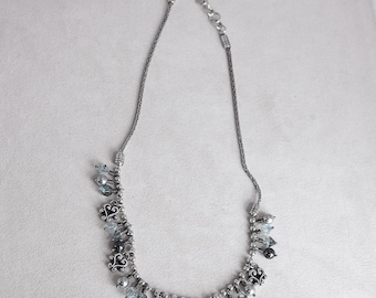 BrightonCannes Perlenkette im Ruhestand versilbert blau CZ Charms 16-18 "