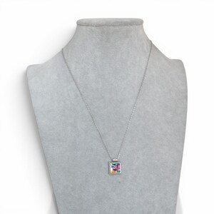 Brighton St Michel Multicolor Square Pendant Necklace Geometric Stones Retired image 8