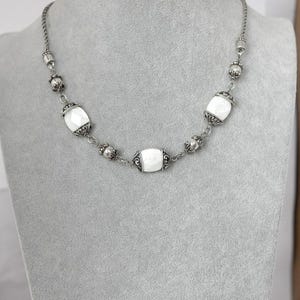 Brighton Mother Of Pearl Abalone Beaded Necklace Silver Plated Coastal Retired image 6