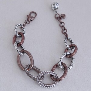 Brighton Pebble Pave Bracelet: Bronze Tone Oval Links, Crystal Accents image 2