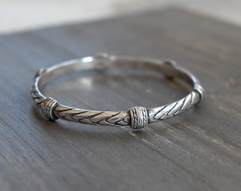 Brighton Braided Pattern Bangle Bracelet Plated Retired Slim Stacking Vintage