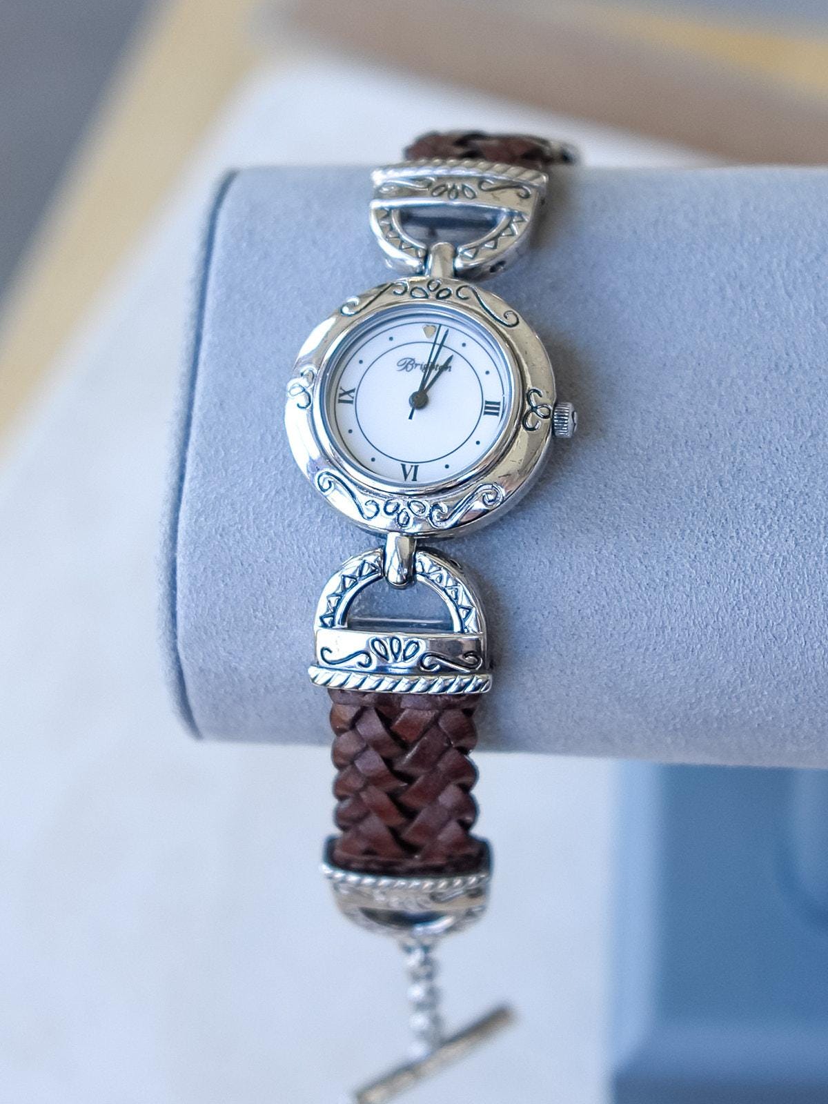 Brighton New York Women\'s‎ Watch Red Braided Leather Strap Silver Tone Oval Dial Brighton Oval Wristwatches for sale | eBay main image 3