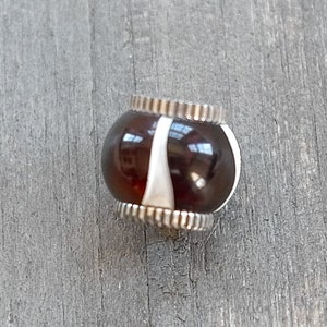 Brighton Spacer Bead Brown and White Round Vintage White Swirl Pattern