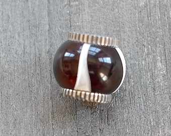 Brighton Spacer Bead Brown and White Round Vintage White Swirl Pattern