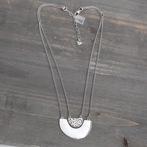 Brighton Andaluz Arch Layered Pendant Necklace: Hammered Silver, Rhinestone Accents (18-20") image 6