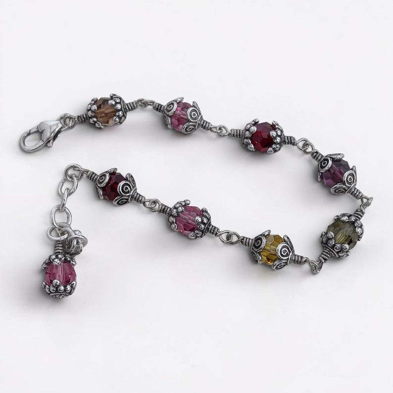 Vintage Brighton Glass Mountain Beaded Bracelet Multicolor Caged Crystal Retired image 5