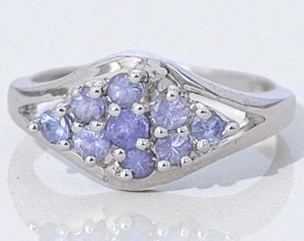 Vintage Sterling Silver 925 Tanzanite Purple Gemstone Ring Size 7.75 3.6g