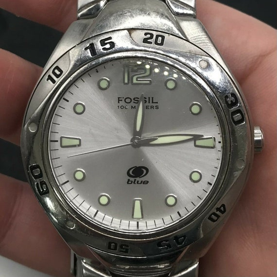 Fossil Blue Silver Tone 40mm Mens 