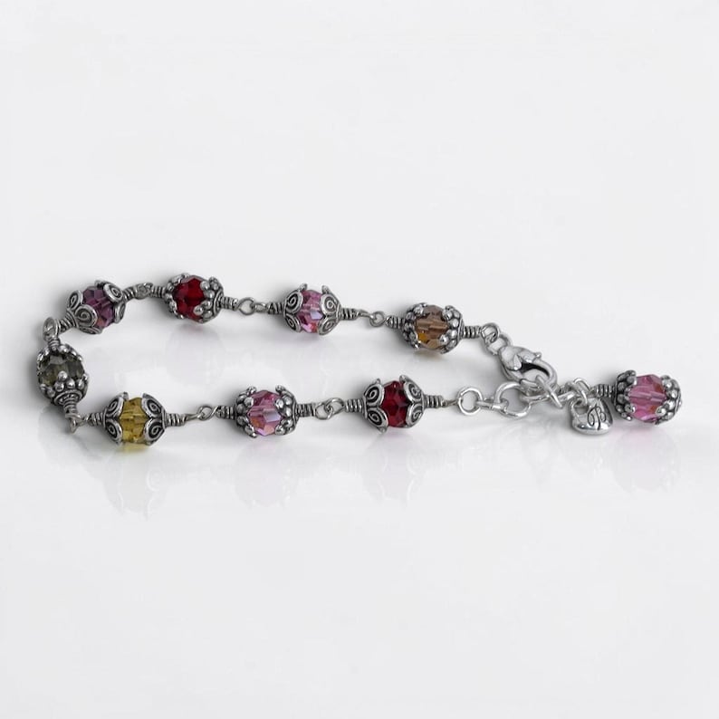 Vintage Brighton Glass Mountain Beaded Bracelet Multicolor Caged Crystal Retired image 6