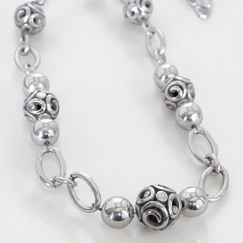 Brighton Contempo Sphere Station Necklace Silver Plated 18-21" Adjustable Scroll image 4