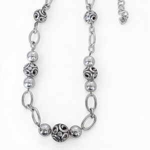 Brighton Contempo Sphere Station Necklace Silver Plated 18-21" Adjustable Scroll image 6