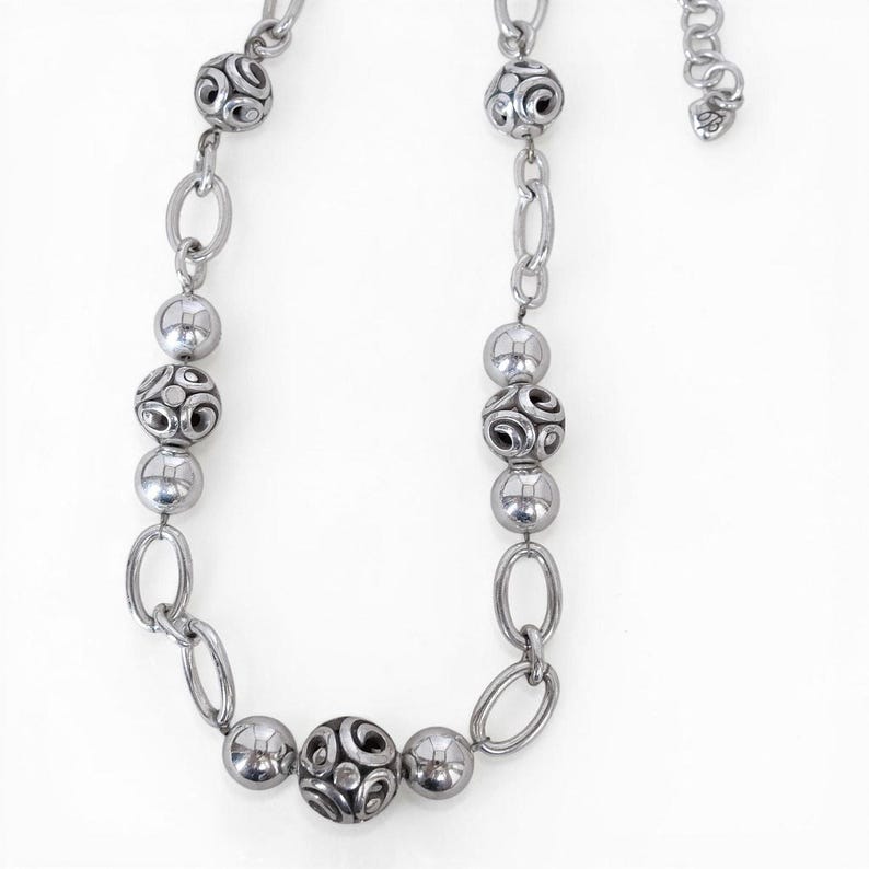 Brighton Contempo Sphere Station Necklace Silver Plated 18-21" Adjustable Scroll image 6