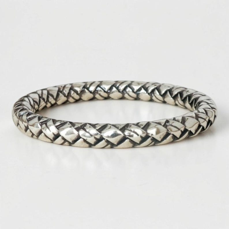 Bracciale rigido intrecciato grosso Brighton Vintage Raro Fuori Produzione Placcato Argento immagine 1