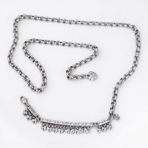 Brighton Rare Retired Skinny Chain Belt Dangling Hearts Silver Size Small 28In image 1