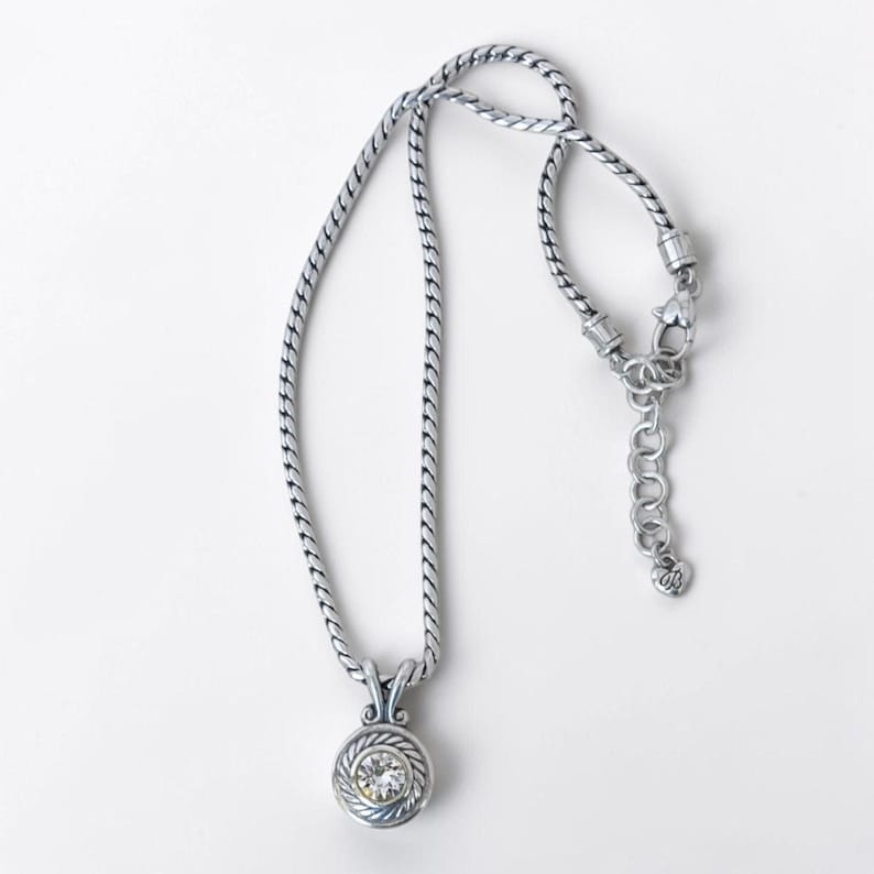 Vintage Brighton Heiress Pendant Necklace Silver Plated Retired Crystal image 1