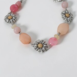 Brighton Paradise tuinarmband Daisy Charms roze stenen kralen zilver gepensioneerd afbeelding 2