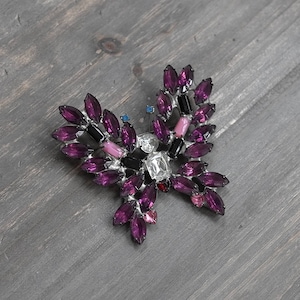 Vintage KJL Kenneth Jay Lane mariposa broche extra grande cristales rosas púrpuras