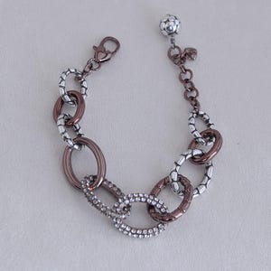 Brighton Pebble Pave Bracelet: Bronze Tone Oval Links, Crystal Accents image 1