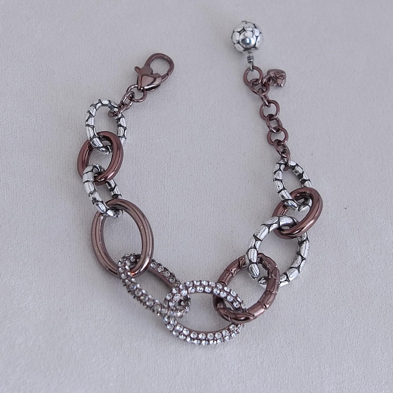 Brighton Pebble Pave Bracelet: Bronze Tone Oval Links, Crystal Accents image 1