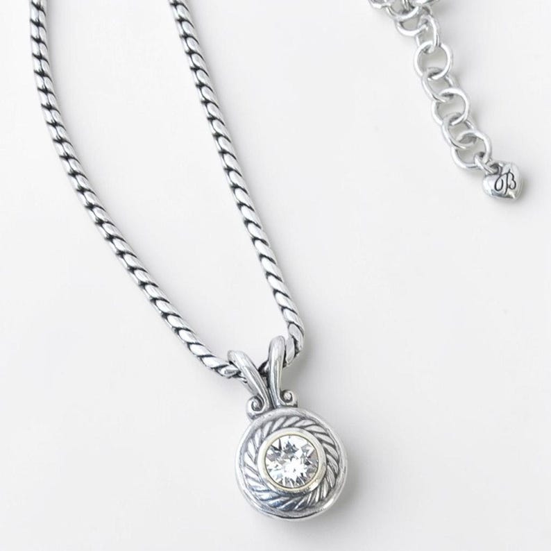 Vintage Brighton Heiress Pendant Necklace Silver Plated Retired Crystal image 3