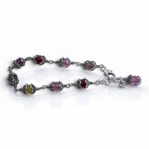 Vintage Brighton Glass Mountain Beaded Bracelet Multicolor Caged Crystal Retired image 4