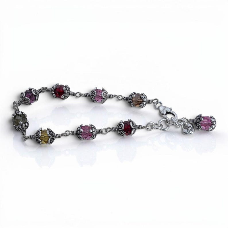 Vintage Brighton Glass Mountain Beaded Bracelet Multicolor Caged Crystal Retired image 4