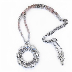Brighton Love Mandala Beaded Necklace Heart Wreath Pink Silver Retired READ image 4