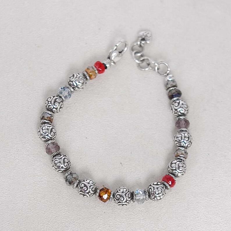 Brighton Latika Multicolor Crystal Beaded Bracelet Silver Plated Retired Clasp image 2