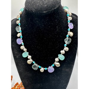 Brighton NEW WAVE Blue Aqua Green Beaded Necklace RARE Color Retired