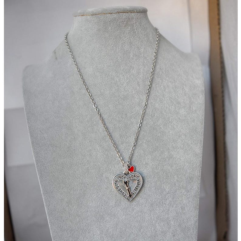 Brighton Cupid Heart Spinner Pendant Necklace Enamel Valentine Silver NWT image 6