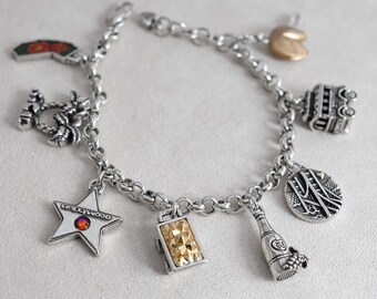 Braccialetto vintage Brighton California con ciondolo: palma di Hollywood placcata in argento