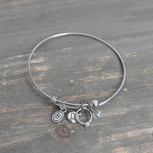 Bella Perlina Bangle Charm Bracelet Engagement Ring Stacking Slim Charms