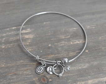 Bella Perlina Brazalete con dijes Pulsera Anillo de compromiso Apilamiento de dijes delgados