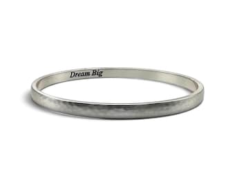 Brighton Mars Narrow Bangle Dream Big Brushed Silver Hammered Bracelet JB5862