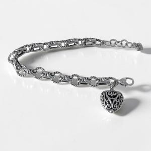 Pulsera Brighton Bibi Heart de filigrana balinesa con forma de corazón abombado, estilo plata J34970 imagen 4