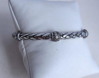 ブライトン スリム 編み込み バングル ブレスレット シルバーメッキ 廃盤 2.5インチ スタッキングスタイル ヴィンテージ 重ね付けジュエリー